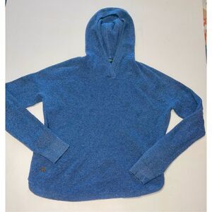 Lauren Ralph Lauren Womens Large Sweater Hooded Waffle Knit Blue